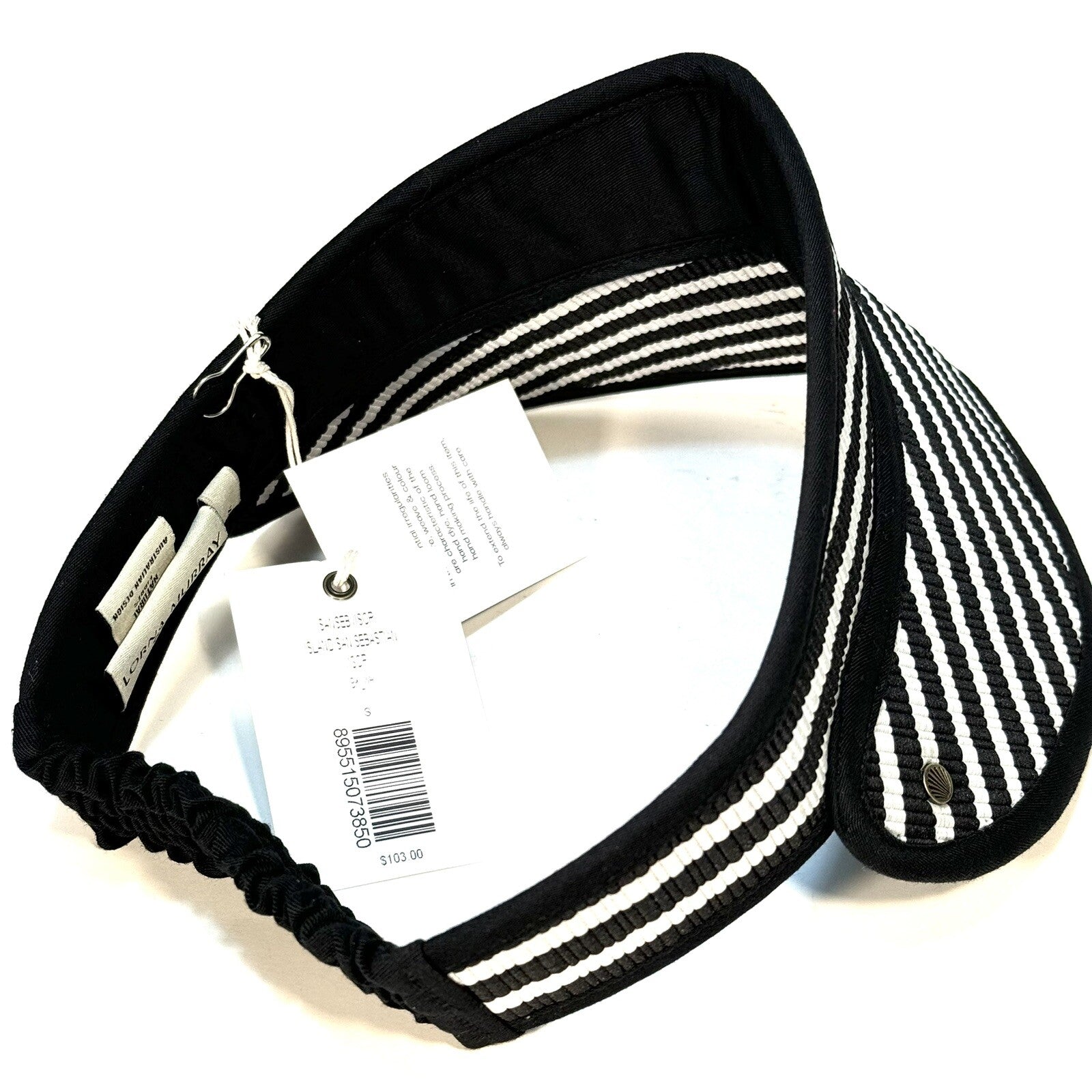LORNA MURRAY x Veronica Beard San Sebastian Stripe Sun Visor Black (MSRP $103)