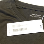 SATURDAYS NYC Mens Seabright Graphic Long Sleeve T Shirt Black Olive (MSRP $68)