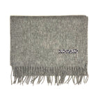 MISSONI Mens Womens Wool Fringe Scarf Neutral Logo Black Gray Red