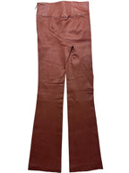 HELMUT LANG Womens Leather Bootcut Trouser Pants Cinnamon Brown (MSRP $1,095)