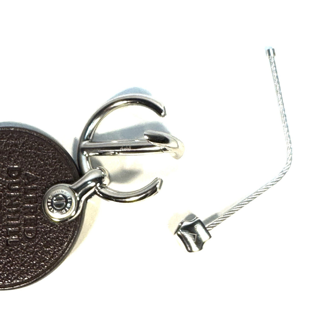 DUNHILL Duke Round Goat Leather ID Tag Key Fob Keychain Brown (MSRP $315)