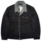 LEVIS Mens Recycled Sherpa Jacket Denim Jean Trucker Jacket Black L (MSRP $150)