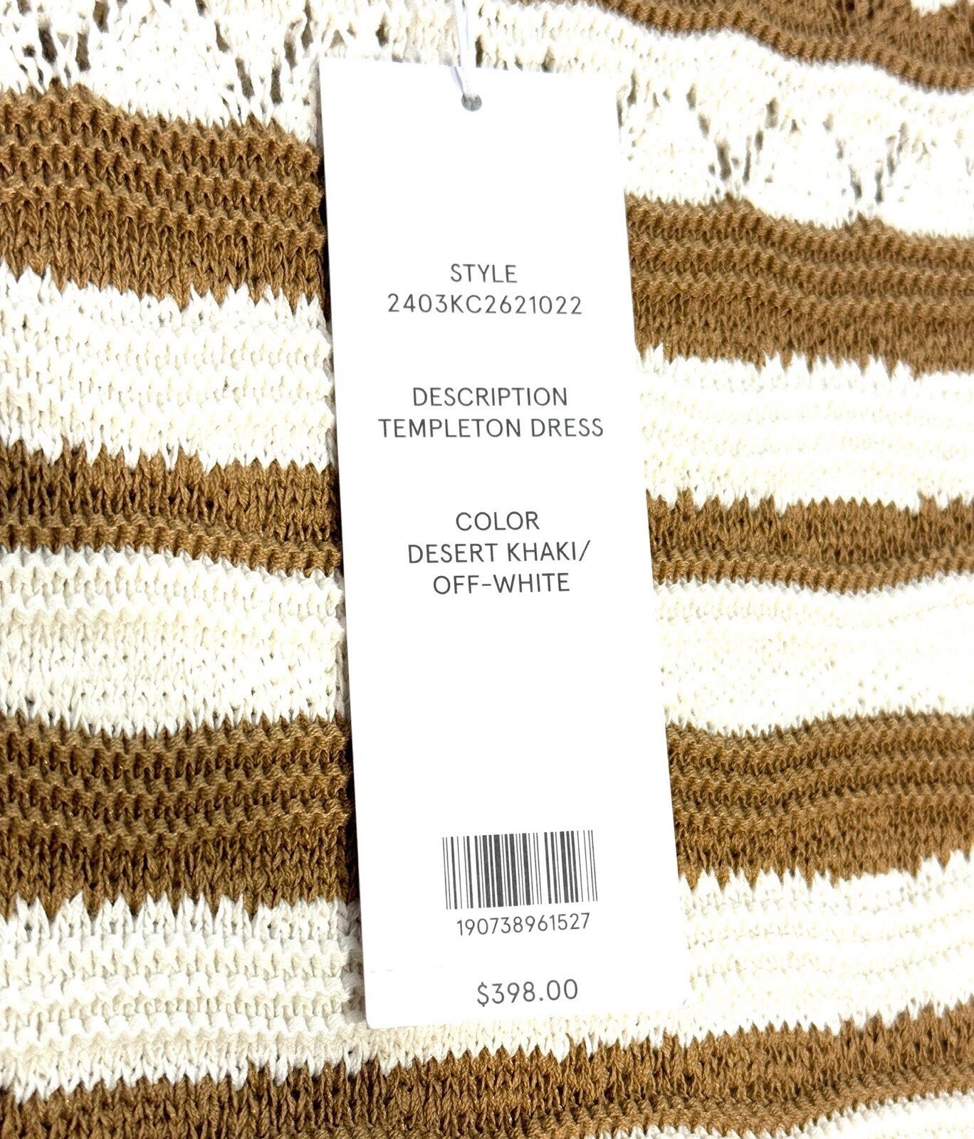 VERONICA BEARD Templeton Stripe Knit Sweater Dress Desert Khaki Tan (MSRP $398)