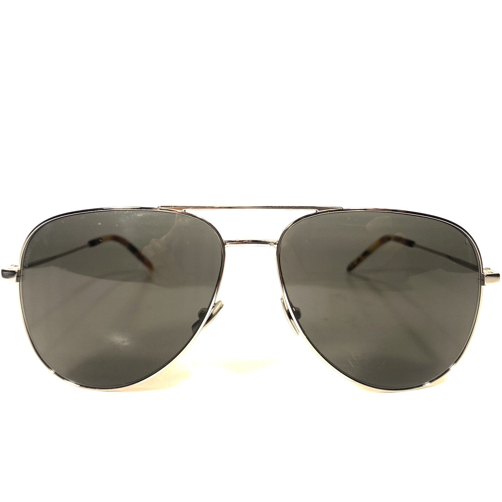 SAINT LAURENT Classic 11 035 Aviator Pilot Sunglasses Silver (MSRP $395)