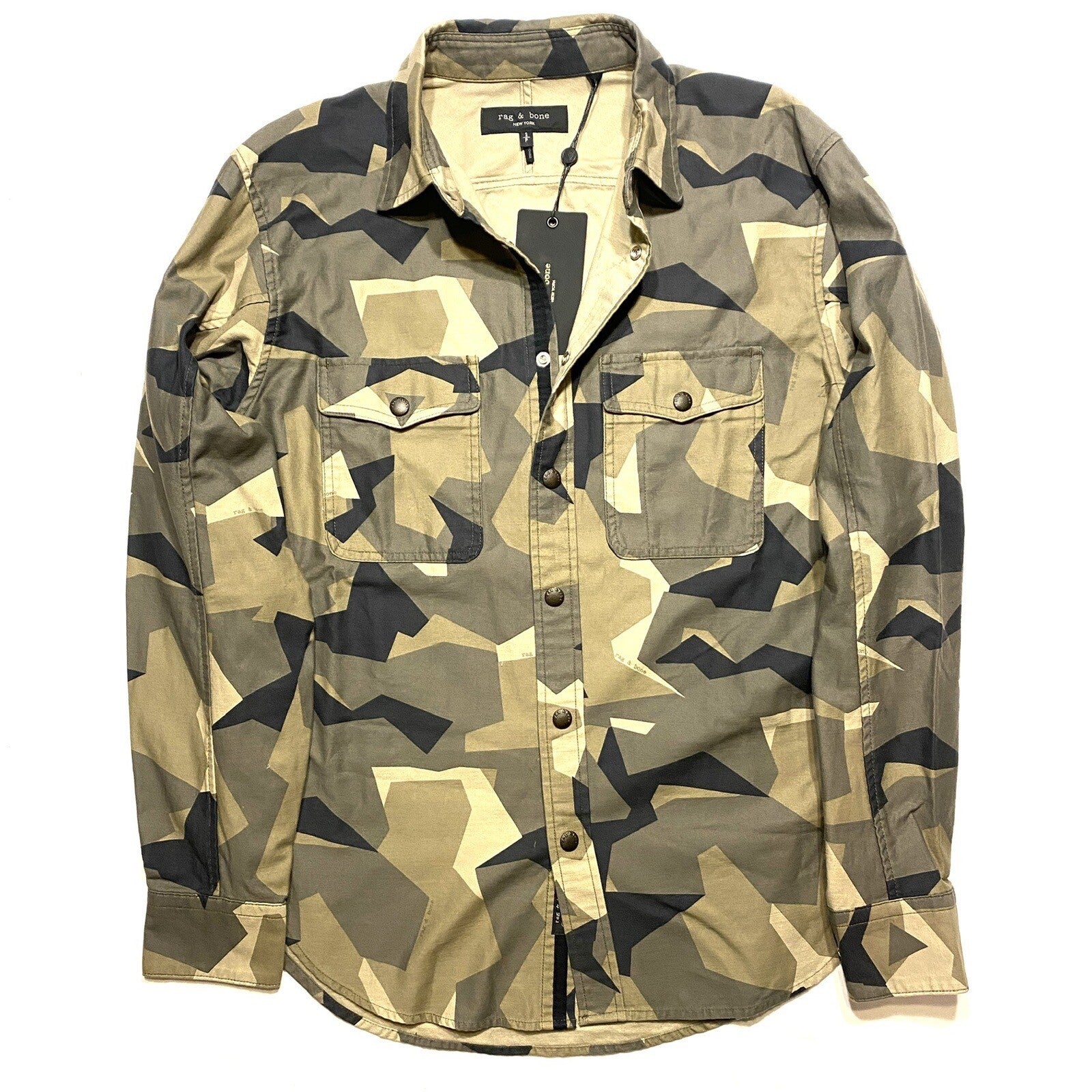 RAG & BONE Mens Engineered Camo Jack Shirt Jacket Green (MSRP $350)