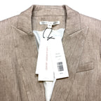 VERONICA BEARD Womens Linen Cutaway Dickey Blazer Jacket Beige (MSRP $595)