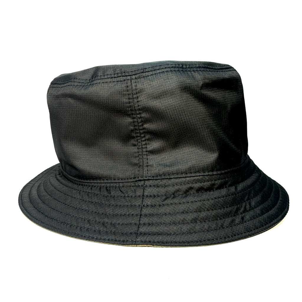 BALLY Mens Logo Crest Embroidered Nylon Bucket Hat Black Olive (MSRP $330)