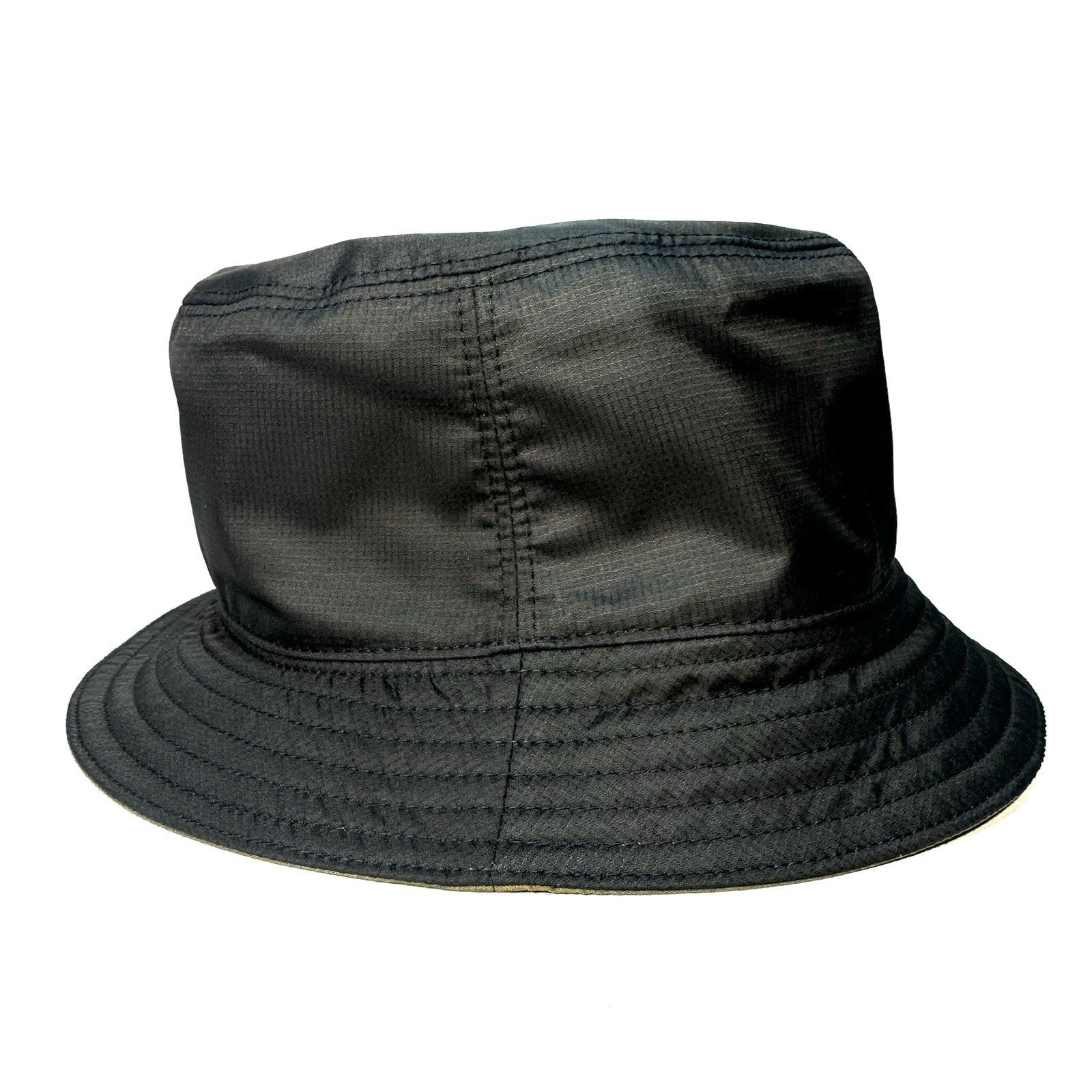 BALLY Mens Logo Crest Embroidered Nylon Bucket Hat Black Olive (MSRP $330)