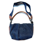 THINK ROYLN Savannah Raffia Woven Hobo Shoulder Bag Navy Blue (MSRP $188)