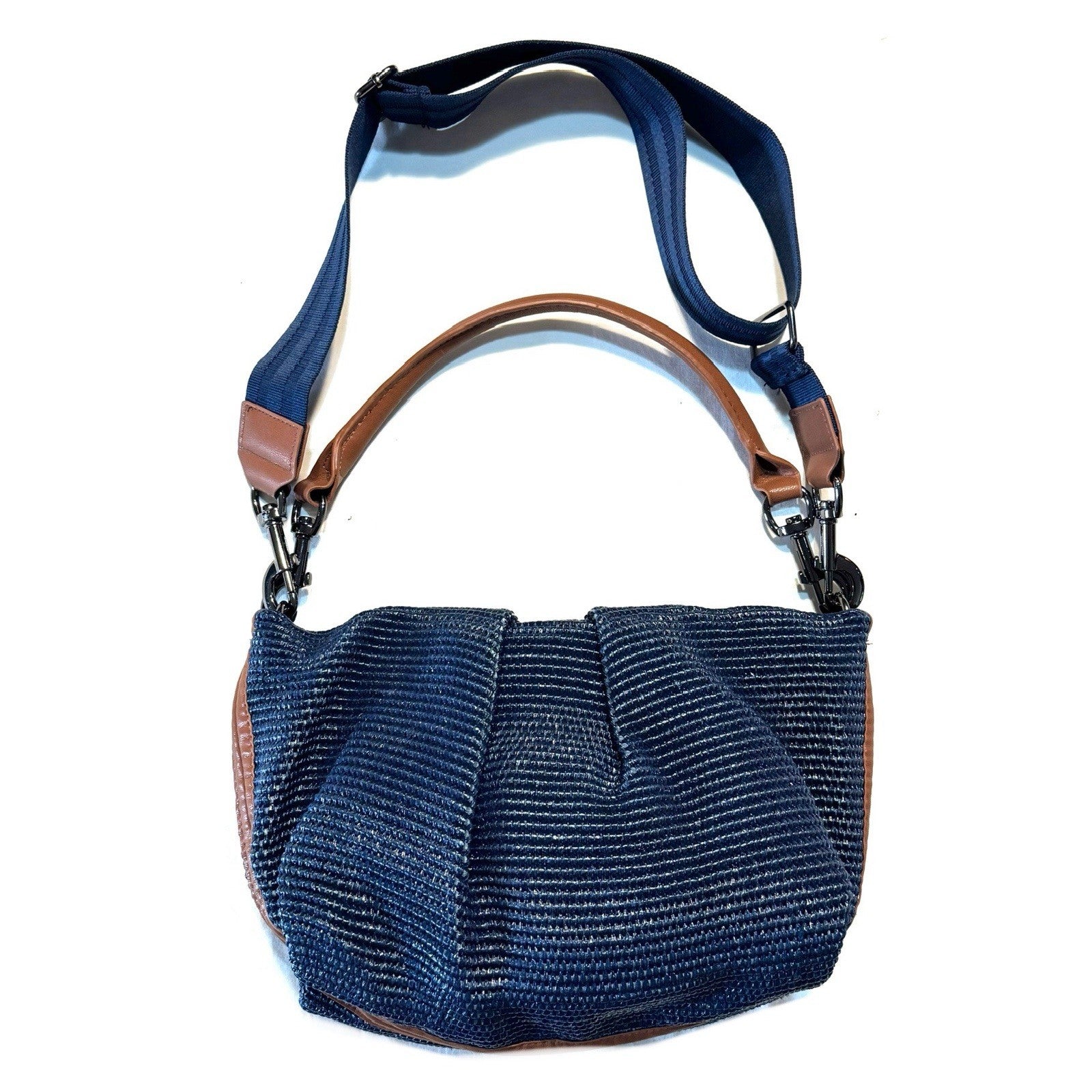 THINK ROYLN Savannah Raffia Woven Hobo Shoulder Bag Navy Blue (MSRP $188)