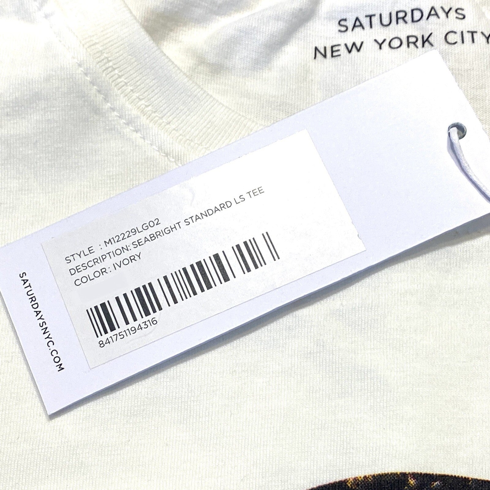 SATURDAYS NYC Mens Seabright Graphic Long Sleeve T Shirt White (MSRP $68)