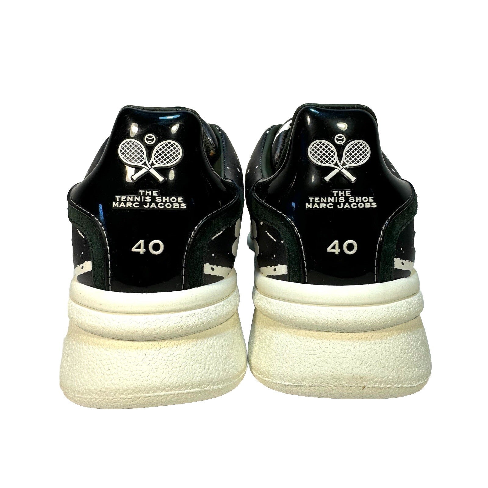 MARC JACOBS Womens The Paint Splatter Tennis Shoe Sneakers Black 10 (MSRP $295)