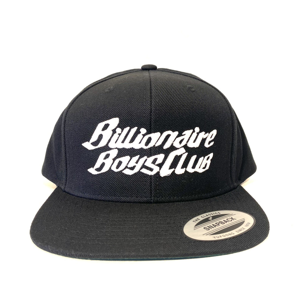 BILLIONAIRE BOYS CLUB Script Spellout Logo Snapback Hat Black (MSRP $50)