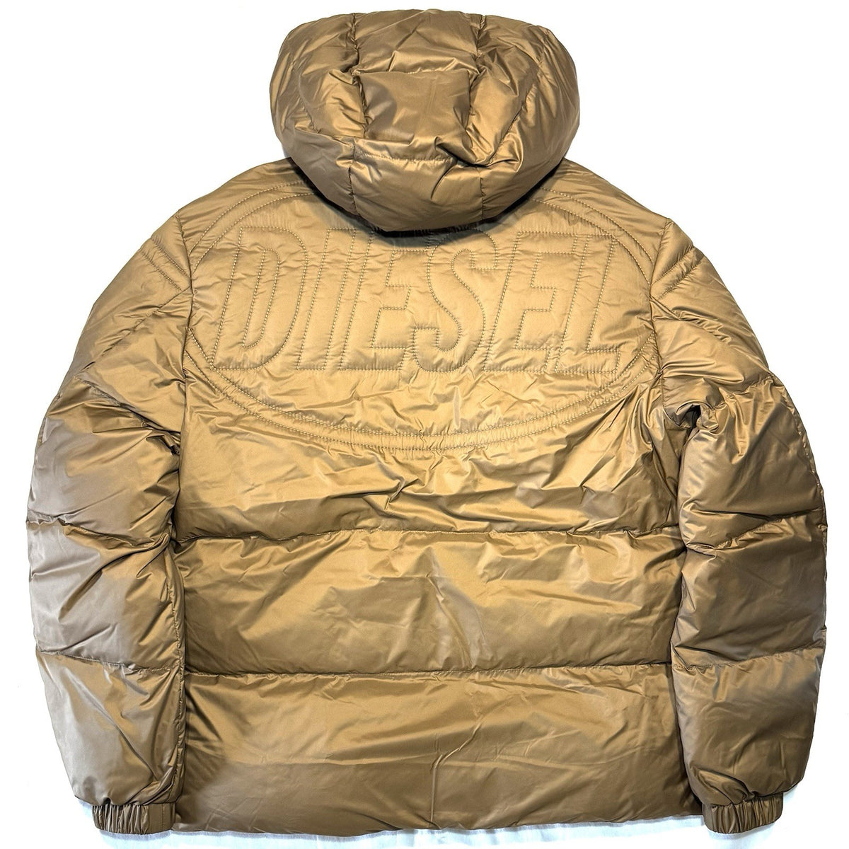 DIESEL Mens New Step Out Logo Puffer Jacket Coat Coffee Tan (MSRP $475)