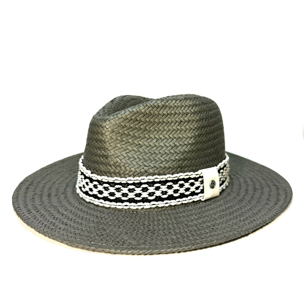RAG & BONE Womens Packable Straw Net Band Fedora Hat Safari Grey (MSRP $225)