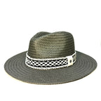 RAG & BONE Womens Packable Straw Net Band Fedora Hat Safari Grey (MSRP $225)
