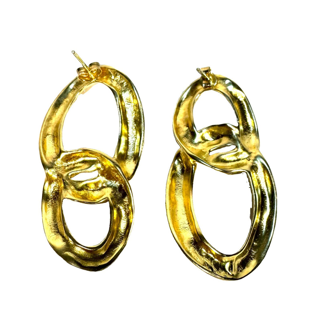 YSSO Womens Twist 24k Gold Plated Chain Drop Earrings (MSRP $385)