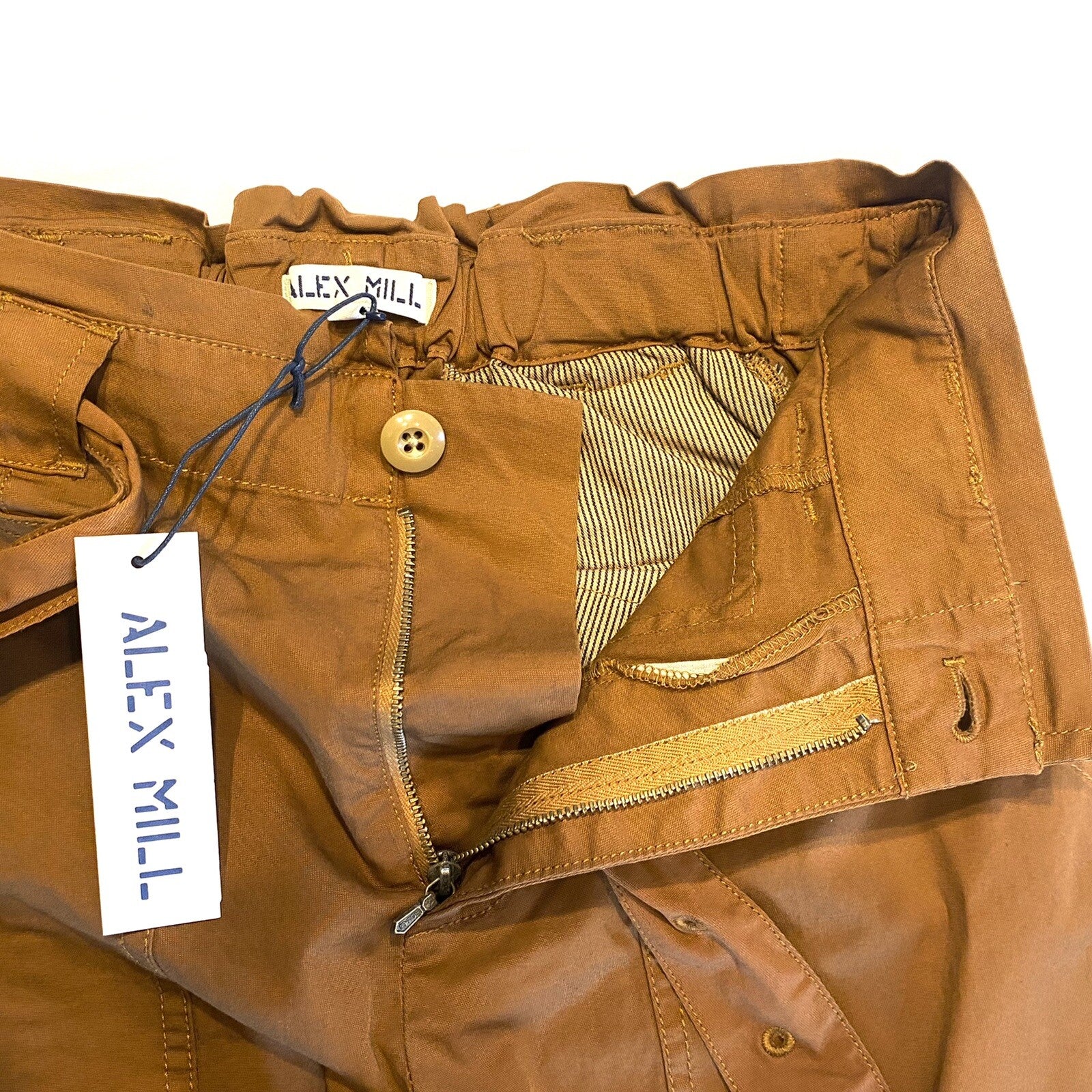 ALEX MILL Womens Expedition Cotton Belted Cargo Pants Russet Brown (MSRP $125)