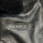 DIESEL Mens Muds Fur Collar Leather Bomber Jacket Black 54 (MSRP $1,295)