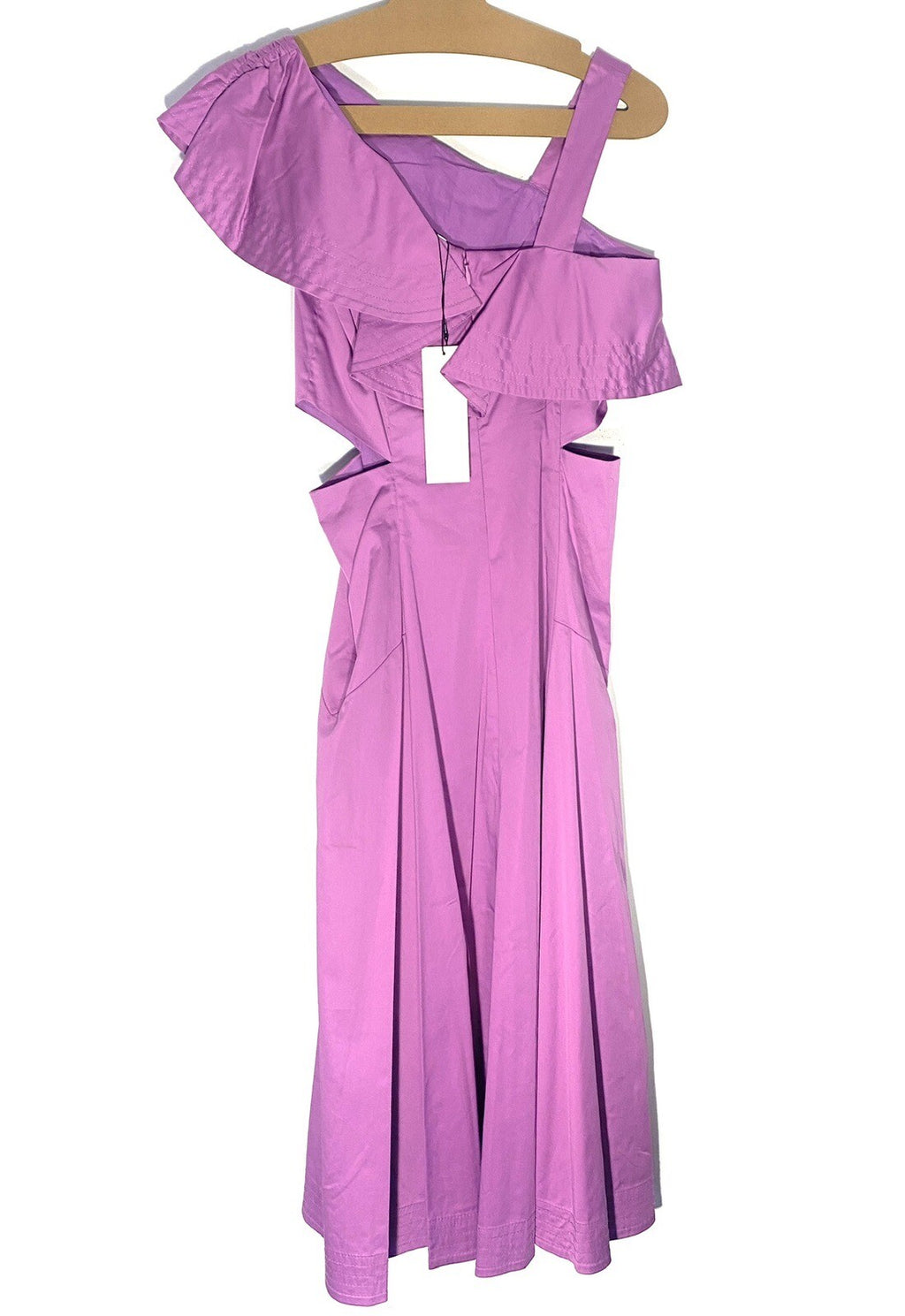 VERONICA BEARD Beilla Ruffled Sleeve Midi Dress Vivid Orchid Purple (MSRP $598)