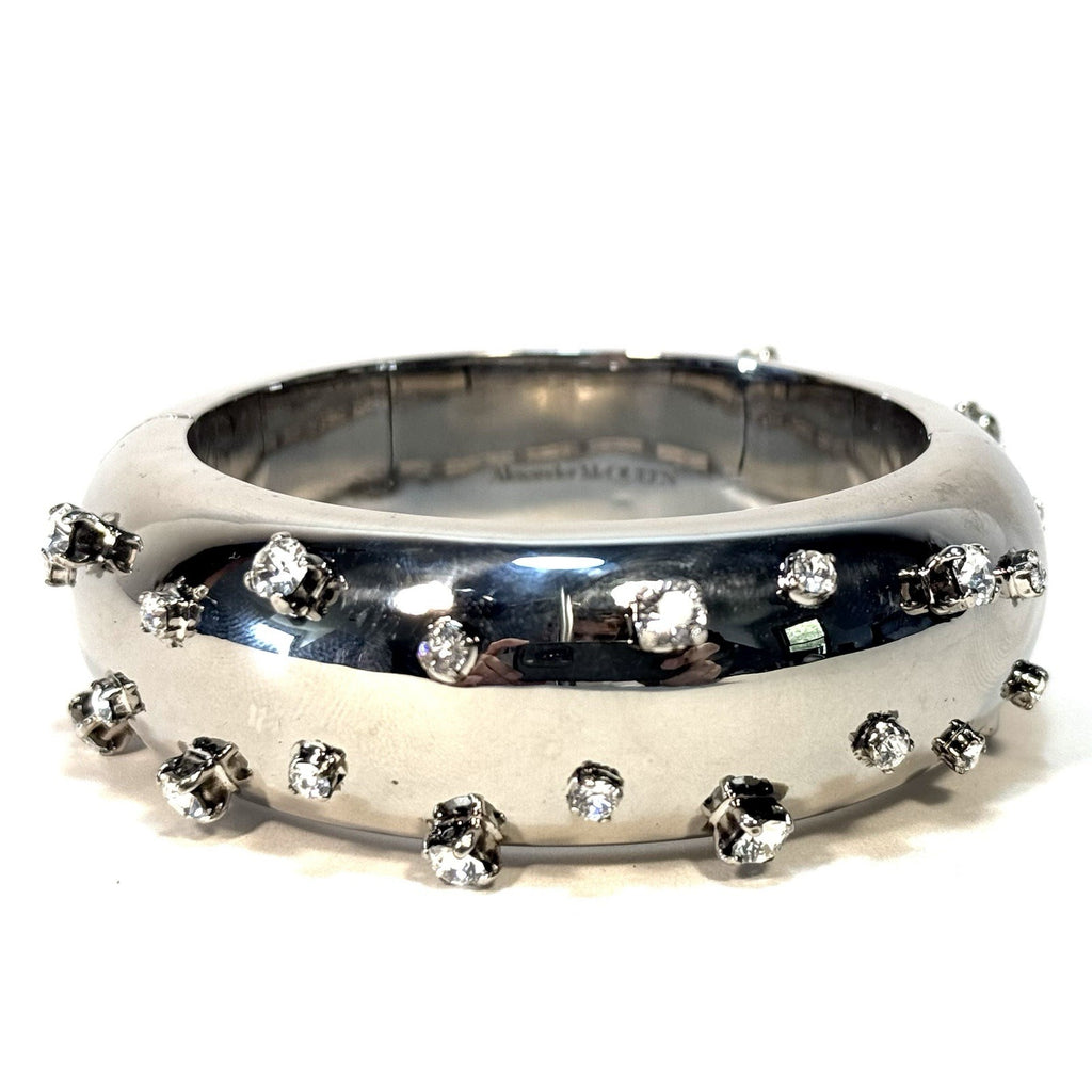 ALEXANDER MCQUEEN Womens Tubular Jeweled Cuff Bracelet Silver (MSRP $1,550)