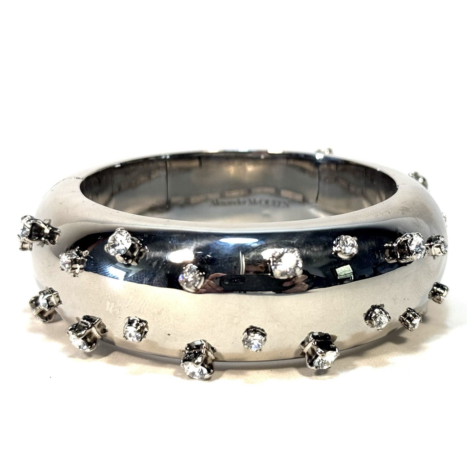 ALEXANDER MCQUEEN Womens Tubular Jeweled Cuff Bracelet Silver (MSRP $1,550)