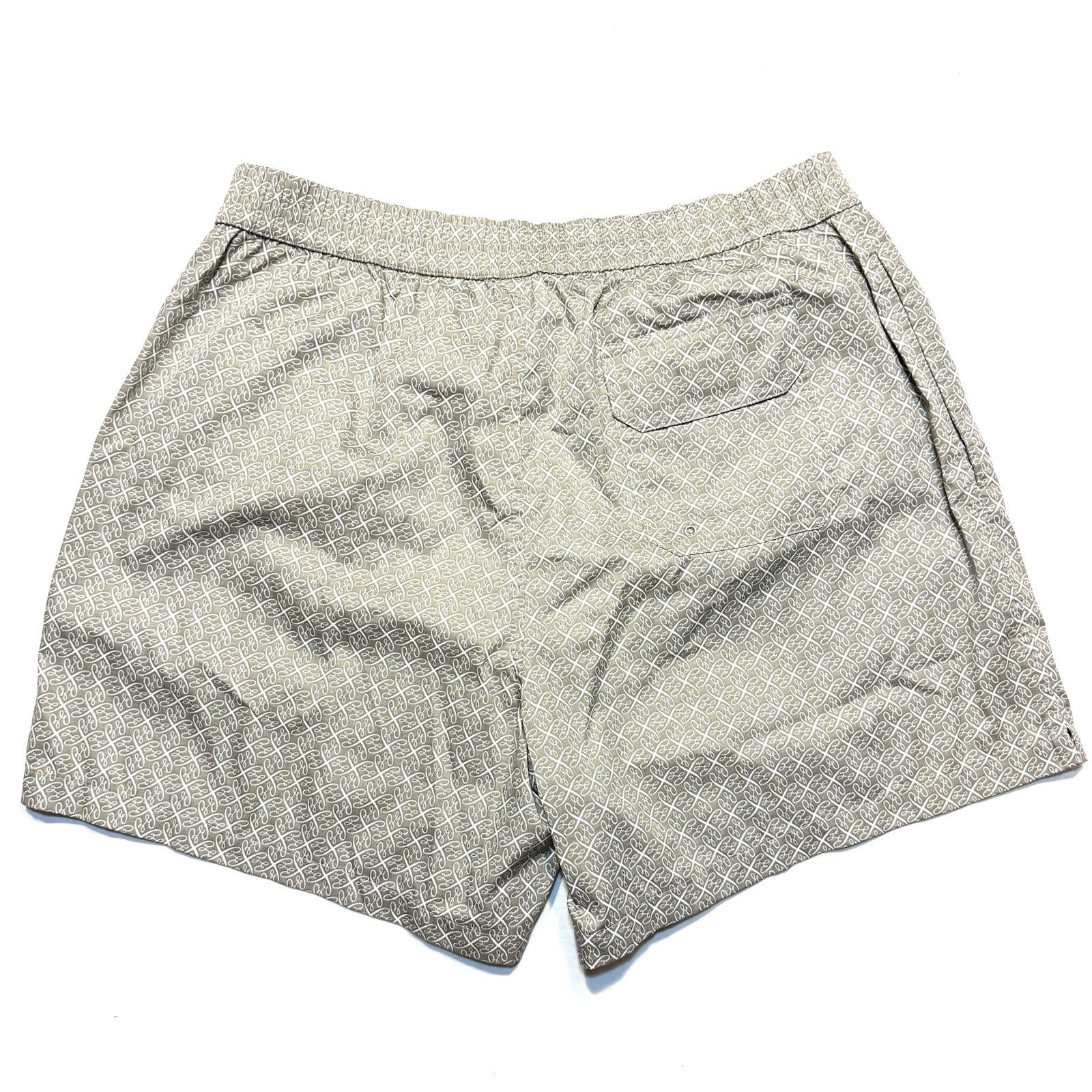 BRIONI Mens B Logo Check Swim Trunks Shorts Grey 3XL (MSRP $395)