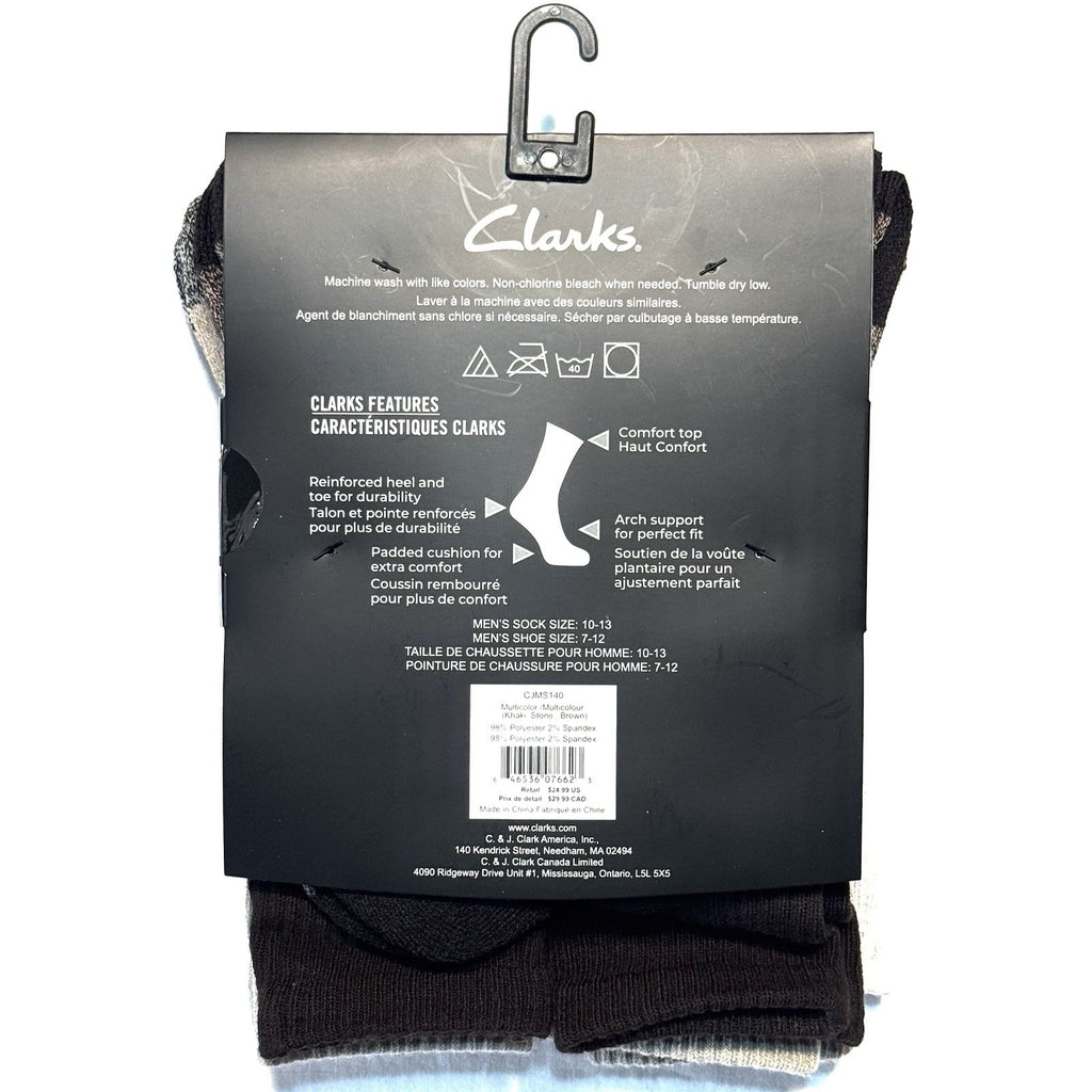 CLARKS Mens Half Cushion Crew Socks Khaki Brown 6 Pairs (MSRP $25)