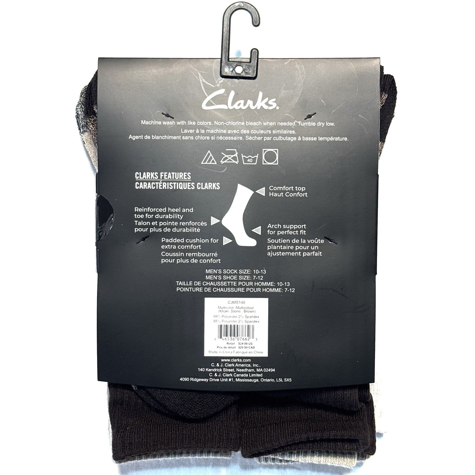 CLARKS Mens Half Cushion Crew Socks Khaki Brown 6 Pairs (MSRP $25)