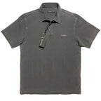 Z ZEGNA Mens Garment Dyed Logo Short Sleeve Pique Polo Shirt Grey