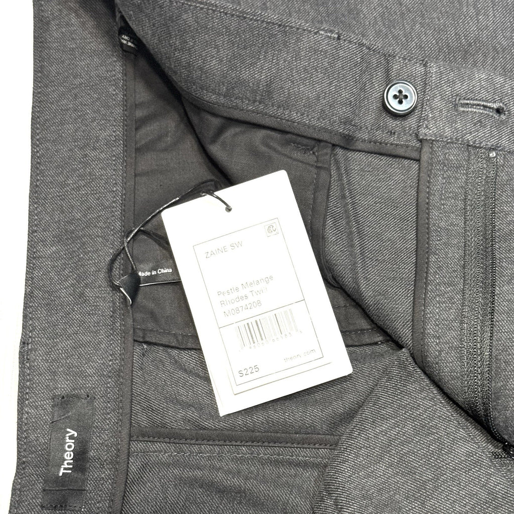 THEORY Mens Zaine Melange Rhodes Wool Twill Chino Pants Grey (MSRP $225)