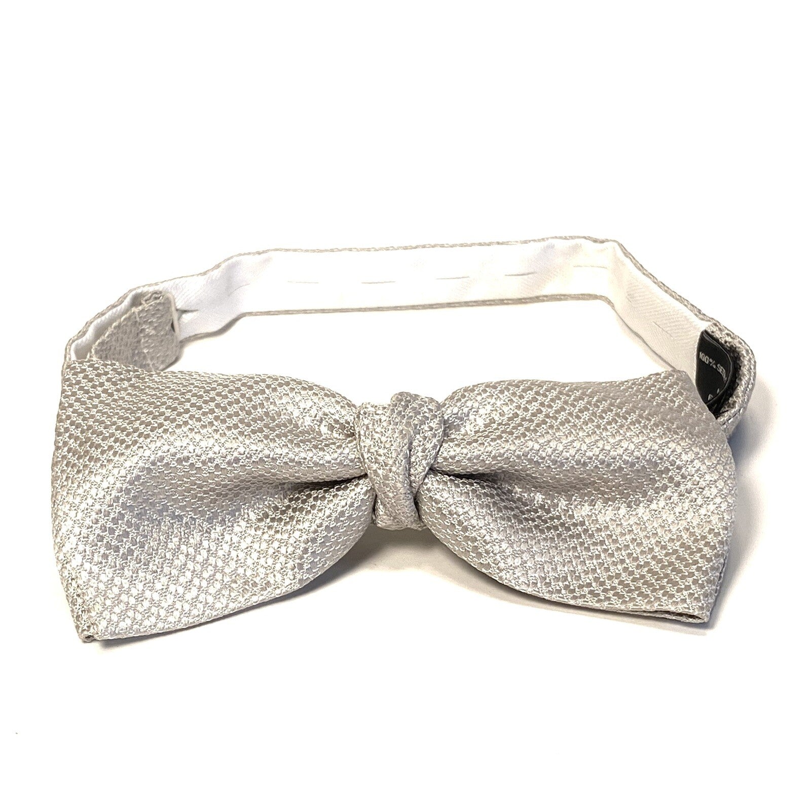 ERMENEGILDO ZEGNA Mens Woven Solid Silk Bow Tie Light Gray (MSRP $195)