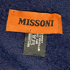 MISSONI Womens Wool Fringe Scarf Pink Logo Navy Blue Gray Fuchsia