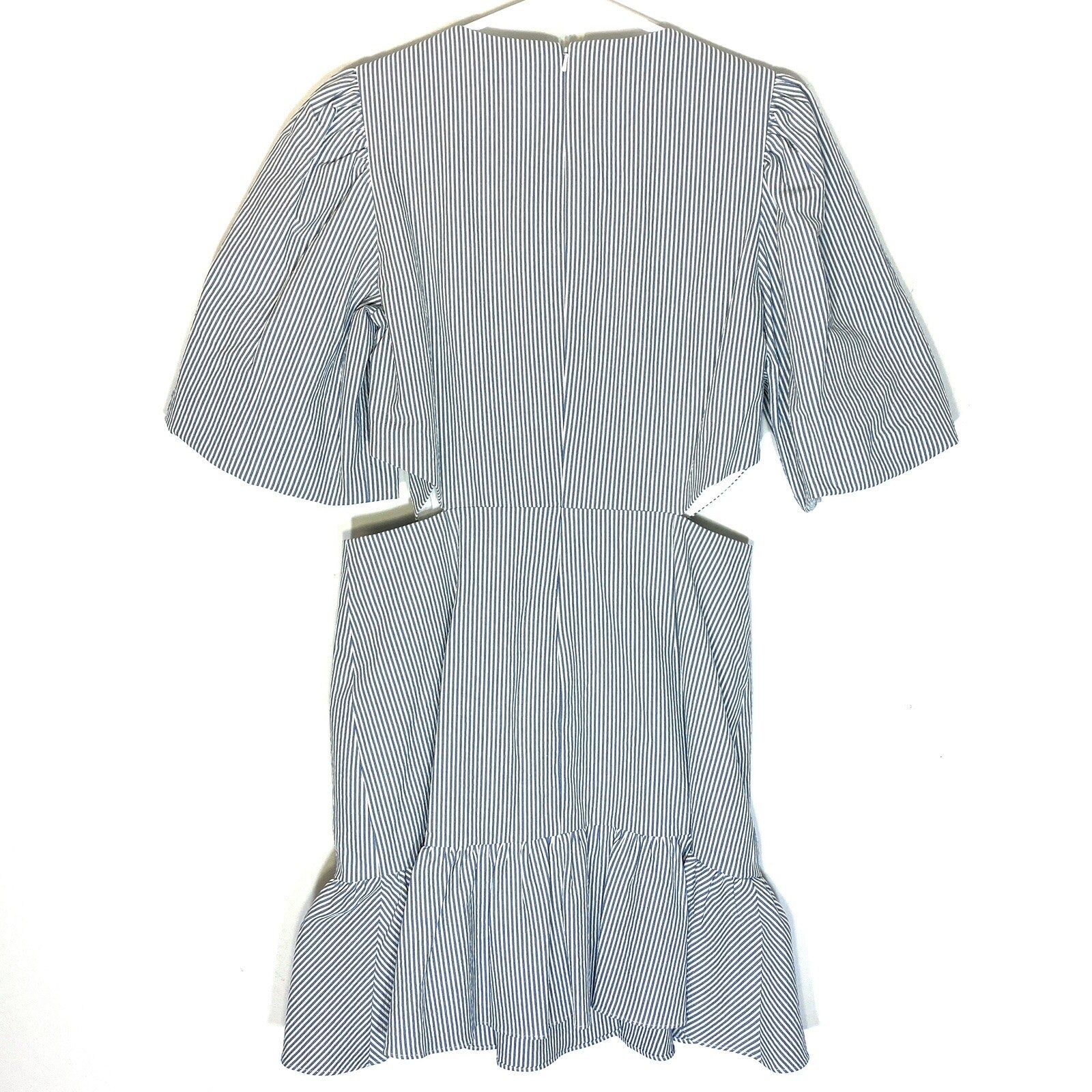 VERONICA BEARD Iker Seersucker Stripe Cutout Dress Blue (MSRP $548)