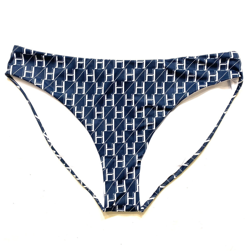 HUGO BOSS Womens Triangle Monogram Logo Bikini Top and Bottom Set Blue XL