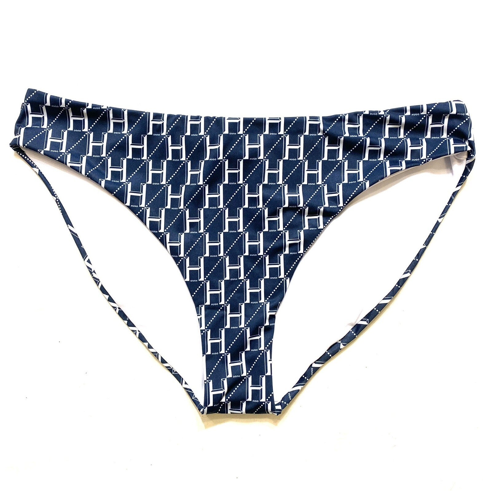 HUGO BOSS Womens Triangle Monogram Logo Bikini Top and Bottom Set Blue XL