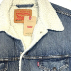 LEVIS Mens Vintage Fit Sherpa Jacket Denim Jean Trucker Jacket Blue L