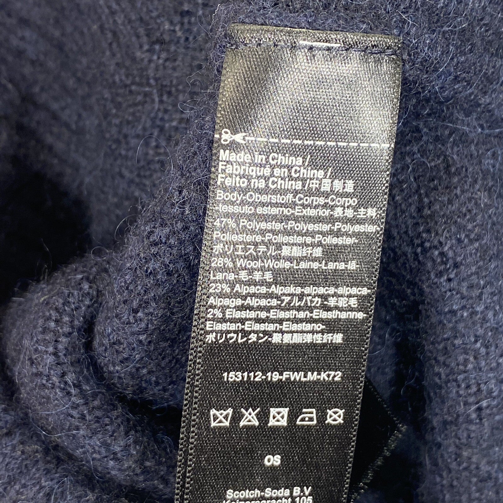 SCOTCH & SODA Alpaca Wool Club Artistique Beanie Cap Hat Navy Blue (MSRP $78)