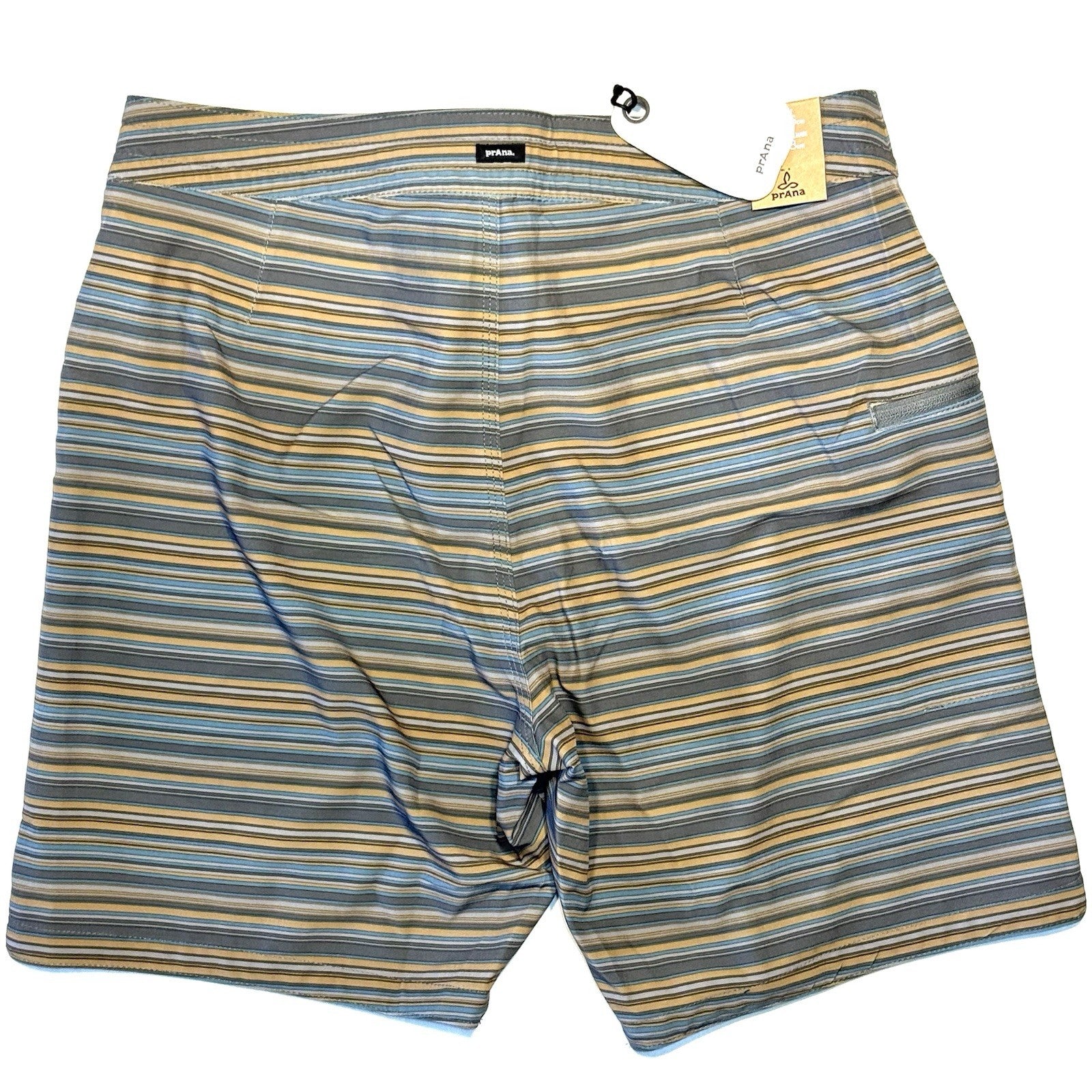 PRANA Mens 7in Fenton Board Shorts Swim Trunks Flint Stripe Grey 30 (MSRP $65)