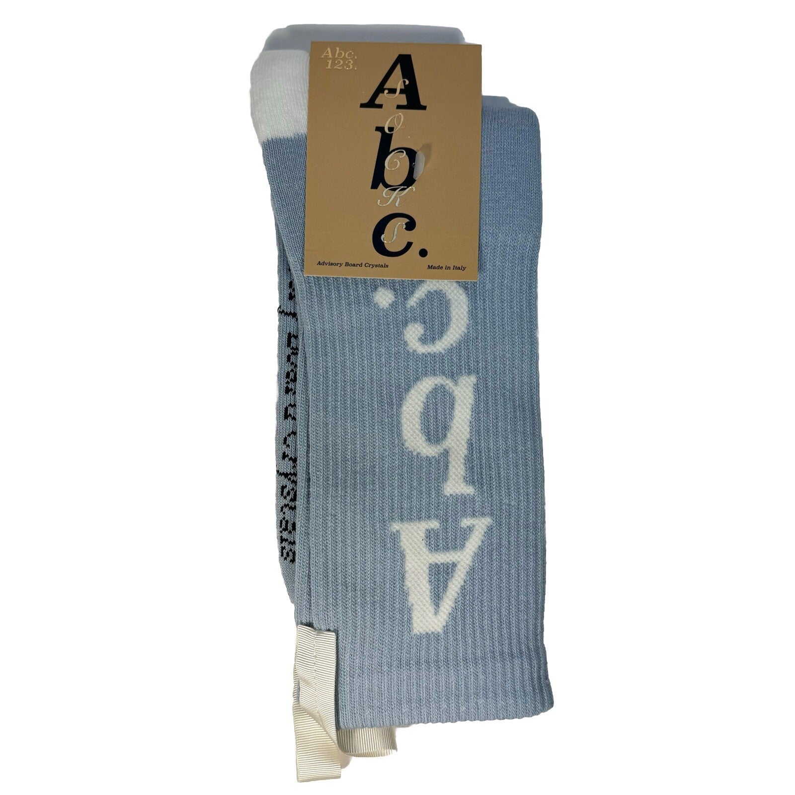 ADVISORY BOARD CRYSTALS ABC Mens Ribbed Logo Socks Angelite Blue (MSRP $35)