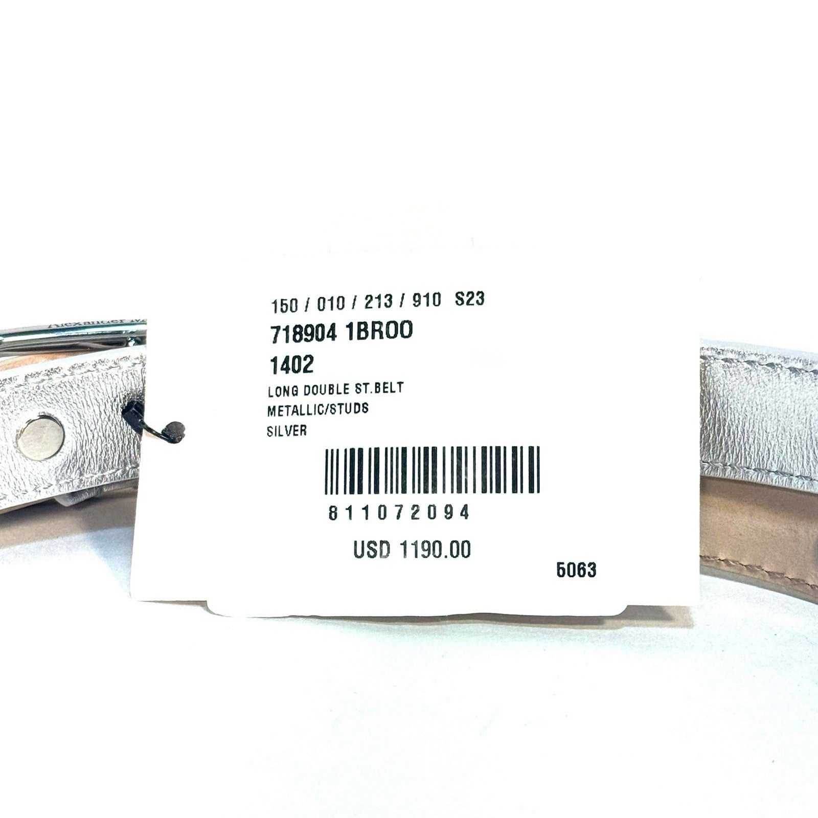 ALEXANDER MCQUEEN Womens Leather Long Studded Double Belt Silver (MSRP $1,190)