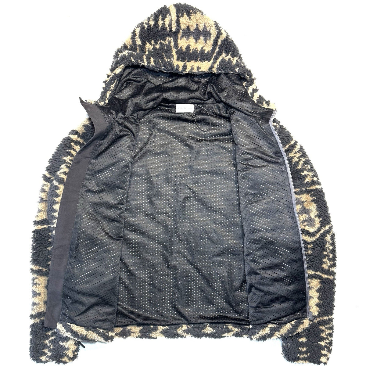 JOHN ELLIOTT Mens Morgan Camo Jacquard Fleece Sherpa Zip Hoodie Jacket Green S