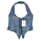 MIAOU Dani Denim Corset Vest Top Echo Blue (MSRP $295)