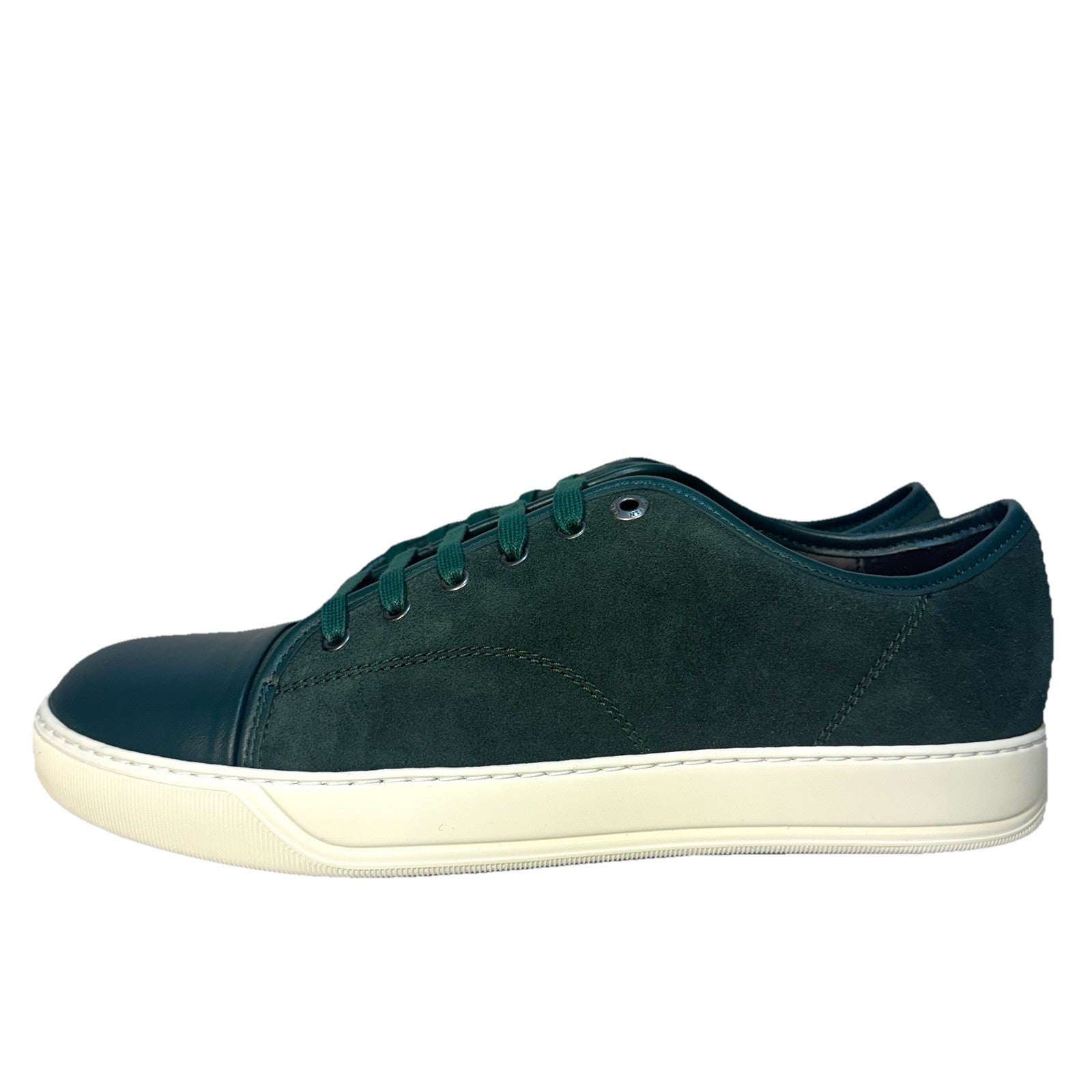 LANVIN Mens DDB1 Cap Toe Suede Leather Low Top Sneakers Ranger Green (MSRP $590)