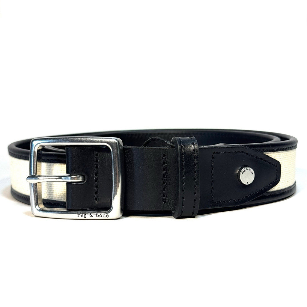 RAG & BONE Womens Boyfriend Leather Antique Canvas Belt Black (MSRP $198)
