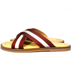 BALLY Mens Gyllu Glide Logo Stripe Cross Strap Slide Sandals Red 7 (MSRP $570)