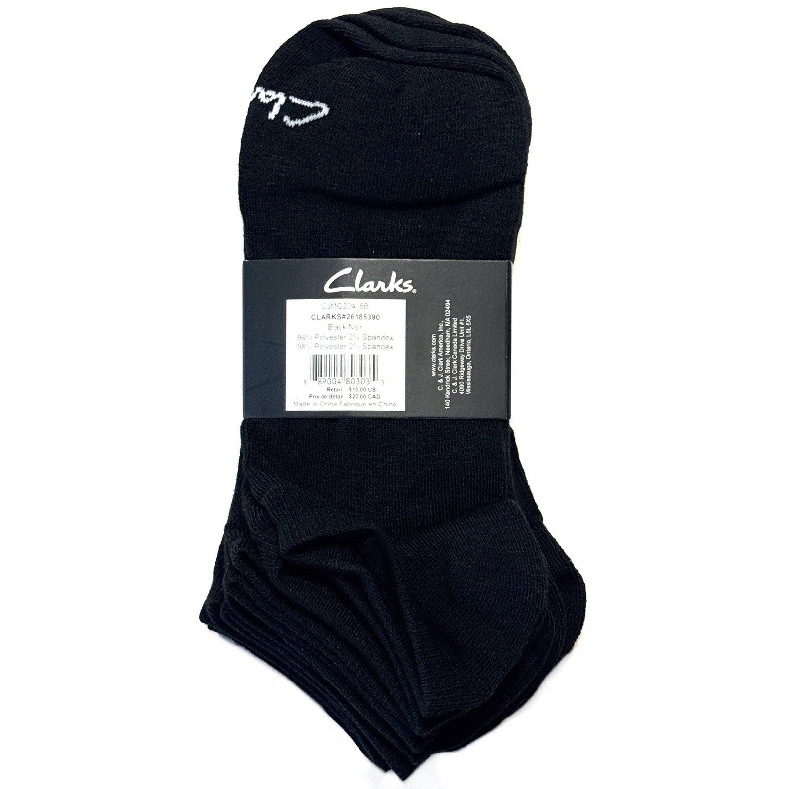 CLARKS Mens Essential Ankle Socks Black 6 Pairs