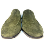 MANOLO BLAHNIK Mens Truro Suede Slip On Loafers Dark Khaki Green 9 (MSRP $995)