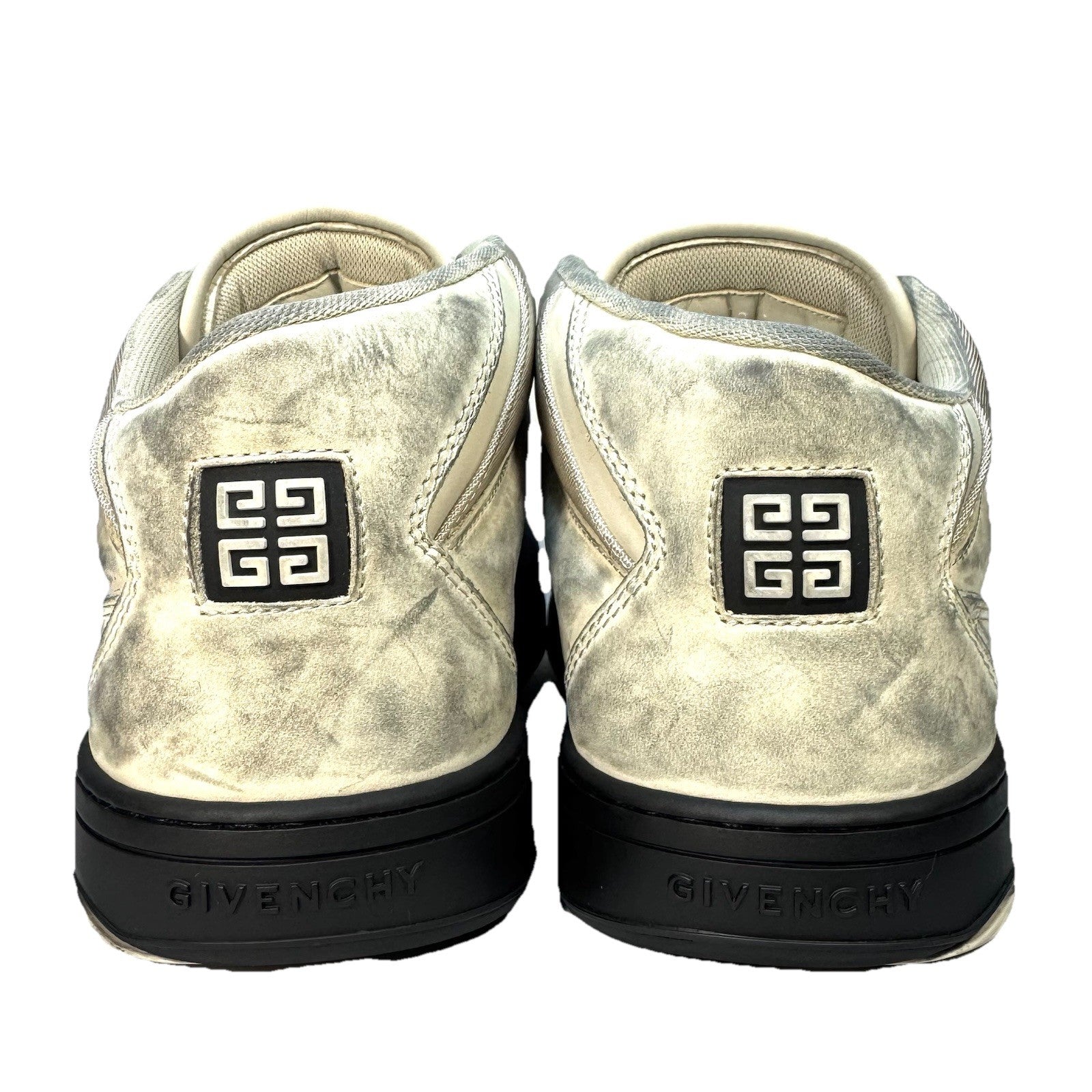 GIVENCHY Mens Mid Top Leather Canvas Distressed Skate Sneakers White (MSRP $975)