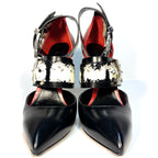 ALEXANDER MCQUEEN Womens Muscat Python Leather Heels Black Red 36 (MSRP $879)